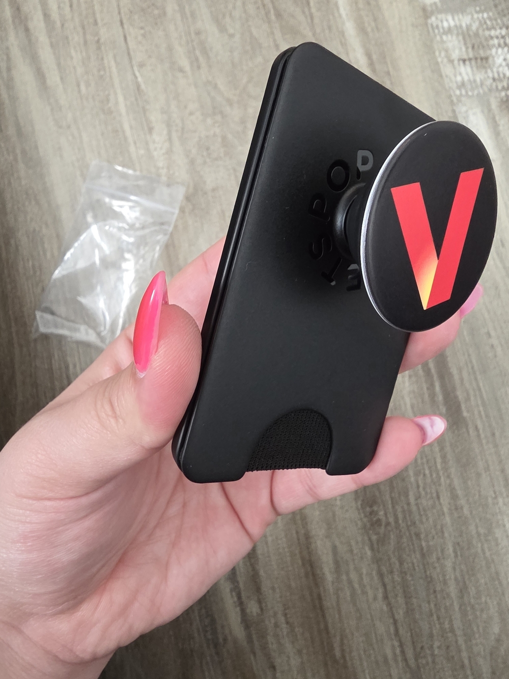 PopSocket Black Phone Grip with Red/Orange V Gradient Logo